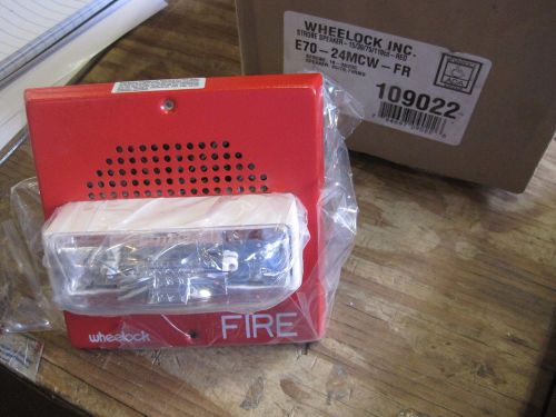 Cooper wheelock e70-24mcw-fr wall mount speaker + strobe fire safety device js for sale