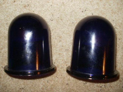 Pair Vintage Type H - 2034 Cobalt Glass Globe, Police Fire Alarm Dome - GTG Co.