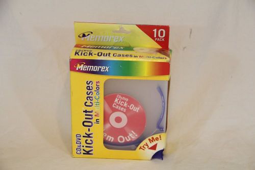 10 New Memorex Thin Kick-Out Cases Multi-Color CD DVD Poly Plastic Case - NOS