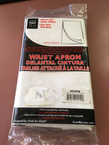 Chef Revival 603FW Waist Apron 4 Way, White Lot of 12 NEW