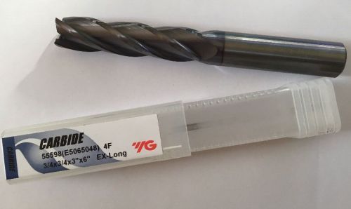 NEW YG CARBIDE 3/4&#034; EXTRA LONG 6&#034; LENGTH MILLING END MILL CUTTER LATHE TOOL