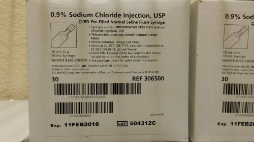 150 sodium chloride injection USP BD pre filled Normal Saline Flush Syringes