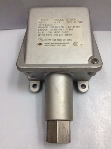 UNITED ELECTRIC Model H100 Pressure Switch, Type 612, Range : 200-3000 psi