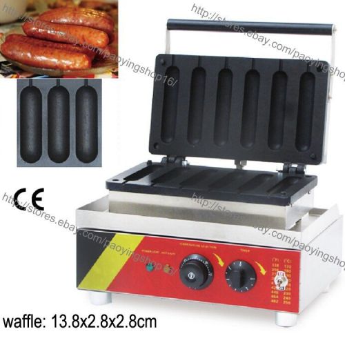 Commercial Nonstick Electric 6pcs French HotDogs Waffle Machine Baker Iron Maker