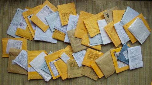 50 assorted size USED bubble padded envelopes, mostly small