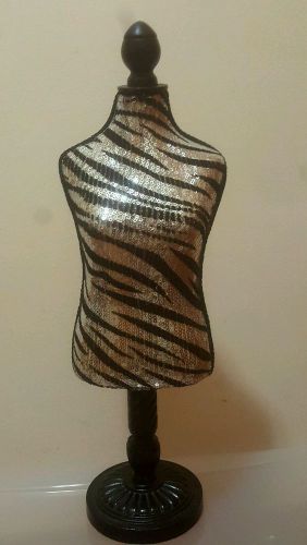Fancy Zebra 17&#034; Sequin Small Mini Dress Form Jewelry Display Prop Doll Decor