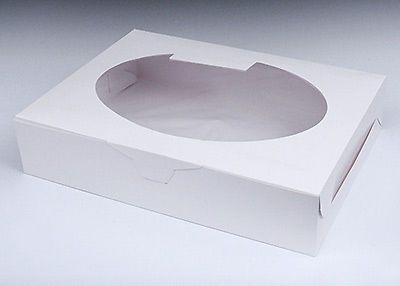 19&#034; x 14&#034; x 4&#034; White Sheet Cake Box for 1/2 Sheet Cake - With Window (50 Boxes)
