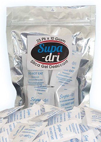 Supa-dri moisture absorber silica gel desiccant 25 x 10 gram absorbent packet... for sale