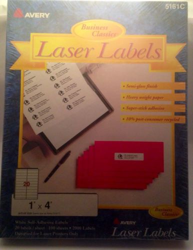 New Sealed Avery Laser labels 5161C size  1&#039;&#039;x4&#039;&#039; 100 sheets 2000 labels