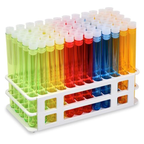 Kit with white plastic well rack 60 each 16x150mm assorted plastic ps tubes a... for sale