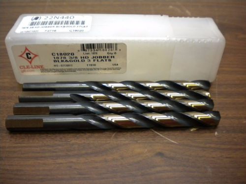 CLE-LINE Jobber Drill 3/8&#034; HSS QTY 4 1878 BLACK AND GOLD C18020