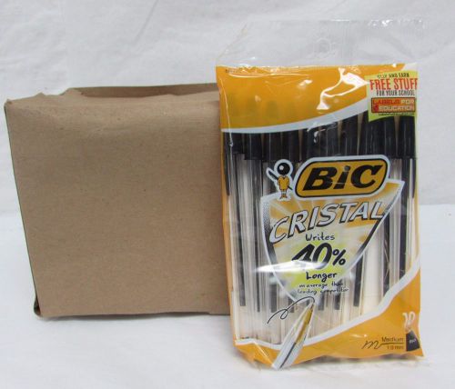 BIC Cristal ballpoint pen black medium 12 10 packs 120 pens