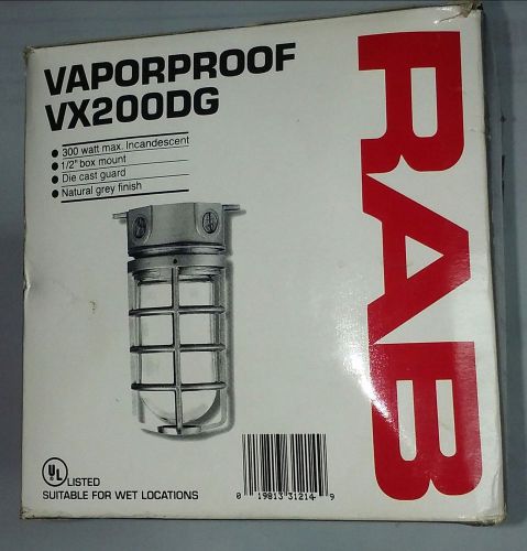 NEW NOS RAB VX200DG VAPORPROOF WET LOCATION 300 MAX WATT CAST CAGE GUARDED GLASS