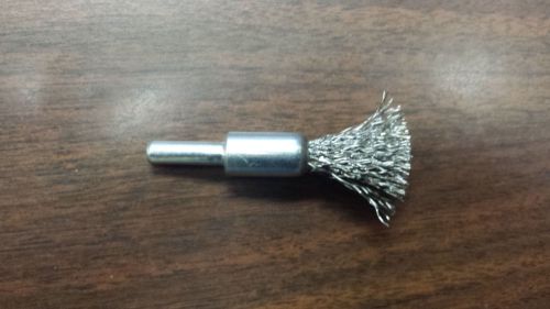 Wire end brush, solid end, round shank, stainless steel 302, crimped 1&#034; for sale