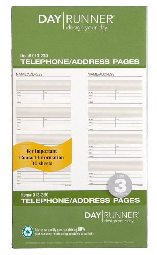 Day Runner Undated Planner Telephone and Address Refill, 3.75 x 6.75 Inches (013