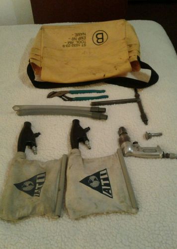 Lot of aircraft tools, air vac, drills, rivet gun set, screw knocker, tool bag for sale