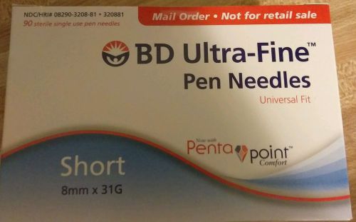 SEALED BD Ultra-Fine Pen Needles - Short Penta Point Comfort 8mm x 31G 90ct NIB