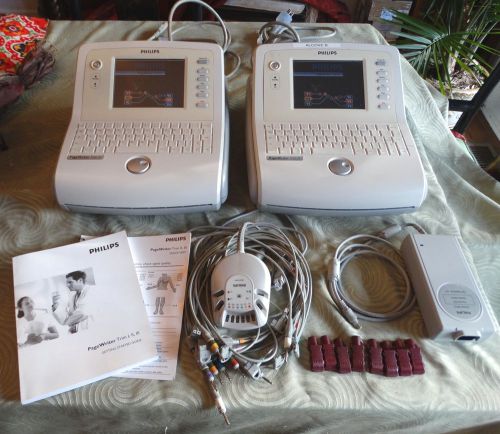 Philips Pagewriter Trim III ECG Machine Lot of Two With Accessories
