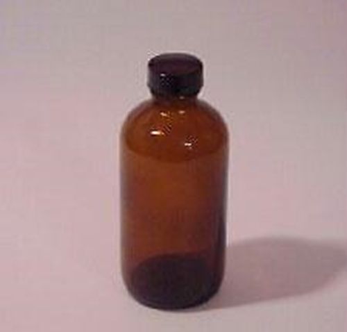 Amber boston round glass bottle w/ cap 8 oz ea for sale