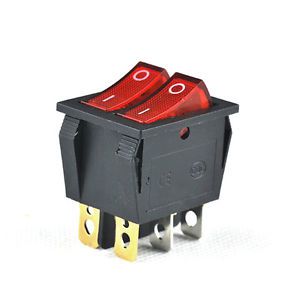 10X 2 Gang /Row Illuminated LED Rocker Power Switch 15A/250V 20A/125V 6 Pin Red