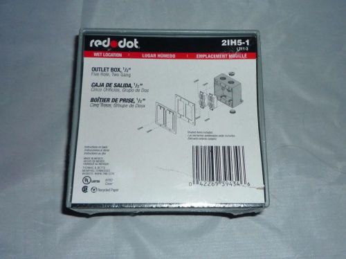 Red Dot 2IH5-1 Device Outlet Box, 2 Gang, 5 Hub, 4-5/8&#034; X  2-1/16&#034;