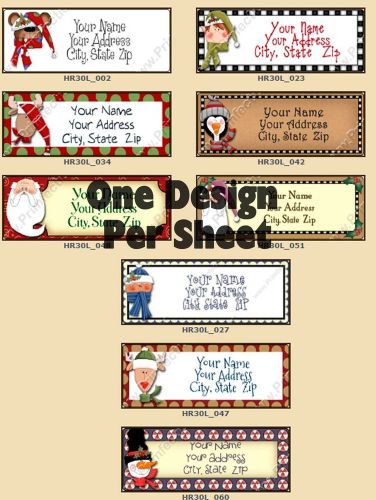 30 CUSTOMIZED Prim Whimsical Holiday Heads Christmas Return Address Labels