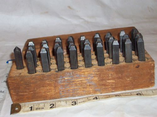 Rare vintage Young Bros. Y B marked 1/8 inch steel  punch set in wood box