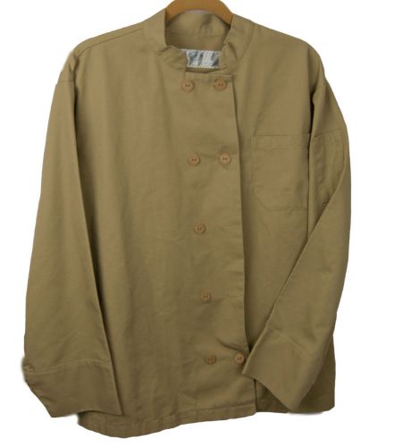 Dickies Double Front Button Cotton Blend Khaki Chef Shirt Coat Size L