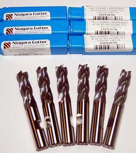 6 pcs. niagara 1/2&#034; m42-8% cobalt fine-pitch roughing cnc end mills-ticn coated for sale