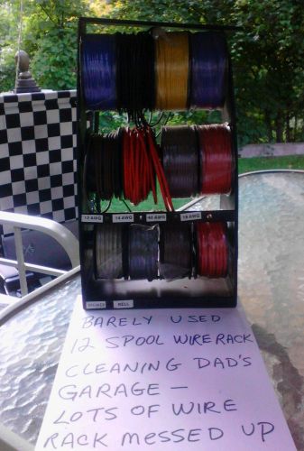 BARELY USED 12 SPOOL WIRE RACK CLEANING DADS GARAGE/LOCAL PICKUP ONLY
