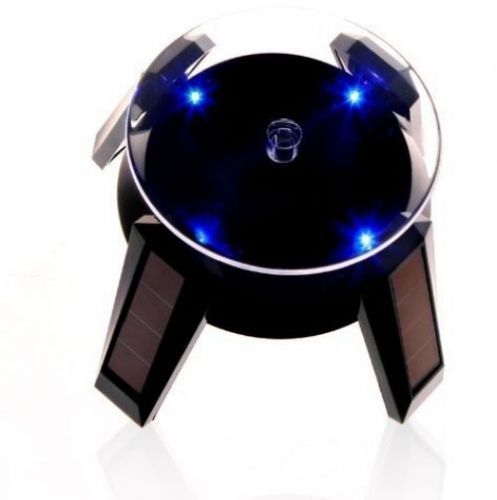 Econoled black solar powered jewelry phone watch 360° rotating display stand for sale