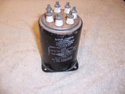 Og2606- vintage signal corps mil/utcnod-3686 220v/2.6volt 10 amp transformer for sale
