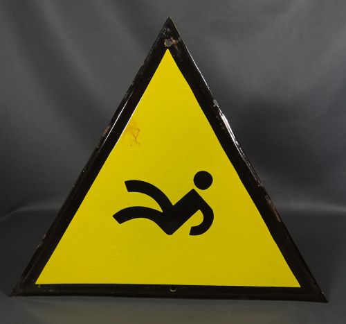 Steampunk Industrial Vintage Eames Era Slippery Danger Enamel tin sign porcelain