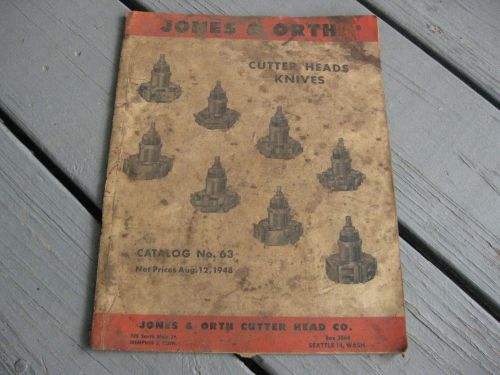 1948 1949 JONES &amp; ORTH Cutter Head Co. Heads Knives Tools Grinding Catalogs