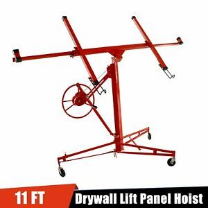 11FT Drywall Rolling Lift Panel Hoist Sheetrock Plasterboard Jack Lifter Tool