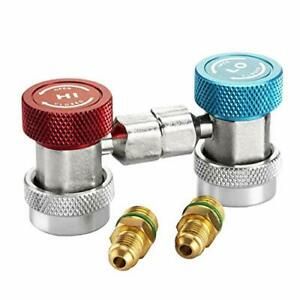 Adjustable Adapter Fittings Quick Coupler High Low AC Freon Manifold Gauge Hose