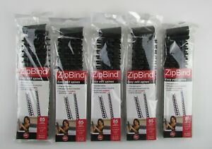 5 Packs Of 10 ZipBind CombBind 1/2&#034; Easy Edit Black Spines (85 Sheet Capacity)