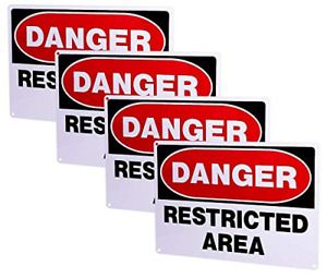 Danger Construction Area Sign Restricted Area Sign Aluminum 14&#034;x10&#034; Uv Ink Easy