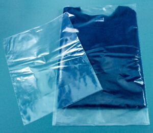 Poly Clear Plastic T-Shirt Apparel Bags 1,2 Mil 2&#034; Back Flap Lock Uline Sizes