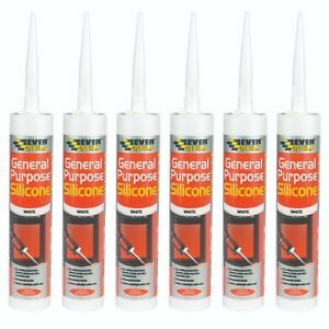 6 x Everbuild General Purpose Silicone Sealant 280ml White Clear Black Grey