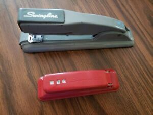 Pair of Vintage Swingline Staplers, 1 Gray, 1 Red Cub