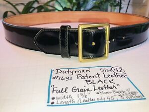 DUTYMAN #1631 (size 42) LEATHER BELT BLACK GLOSSY 1-5/8” Police, Military, Minty
