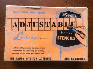 Used Reese’s Adjustable Lockedge Brass Stencils 4” Letter A - Z &amp;.-,Original Box