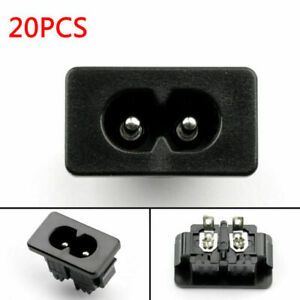 20xIEC320 C8 2 Pin Male Power Socket With Switch 2.5A 250V For Boat DIY AC-2KAB,