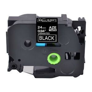 1PK Fits Brother P-Touch PTD600 TZ-355 TZe-355 White on Black Label Tape 24mm