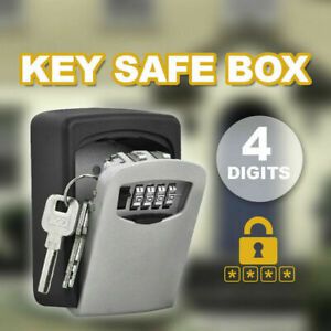Wall Mounted 4-Digit Combination Key Lock Storage Safe Security Box Outdoor Home
