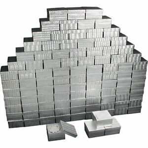 Cotton Filled Jewelry Gift Boxes Silver 3 3/4&#034; 100Pcs