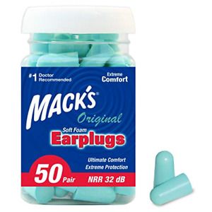 Mack&#039;s Original Soft Foam Earplugs, 50 Pair - 32dB Highest NRR, Comfortable Ear