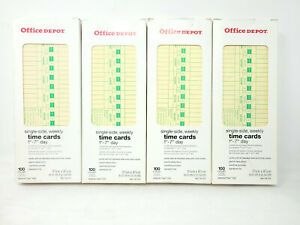 4x Office Depot Time Cards Weekly Time Cards 1st-7th Day - Replaces Tops 1252