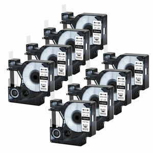 8PK White IND Vinyl Label Tape 18444 for Dymo Rhino 3000 5000 5200 6000 1/2&#034;x18&#039;